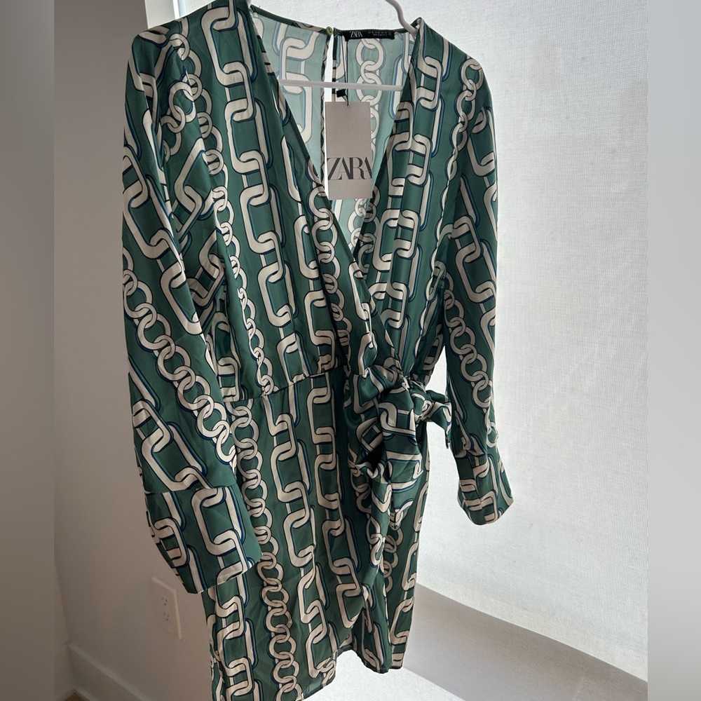 Zara Green Chain Print Dress